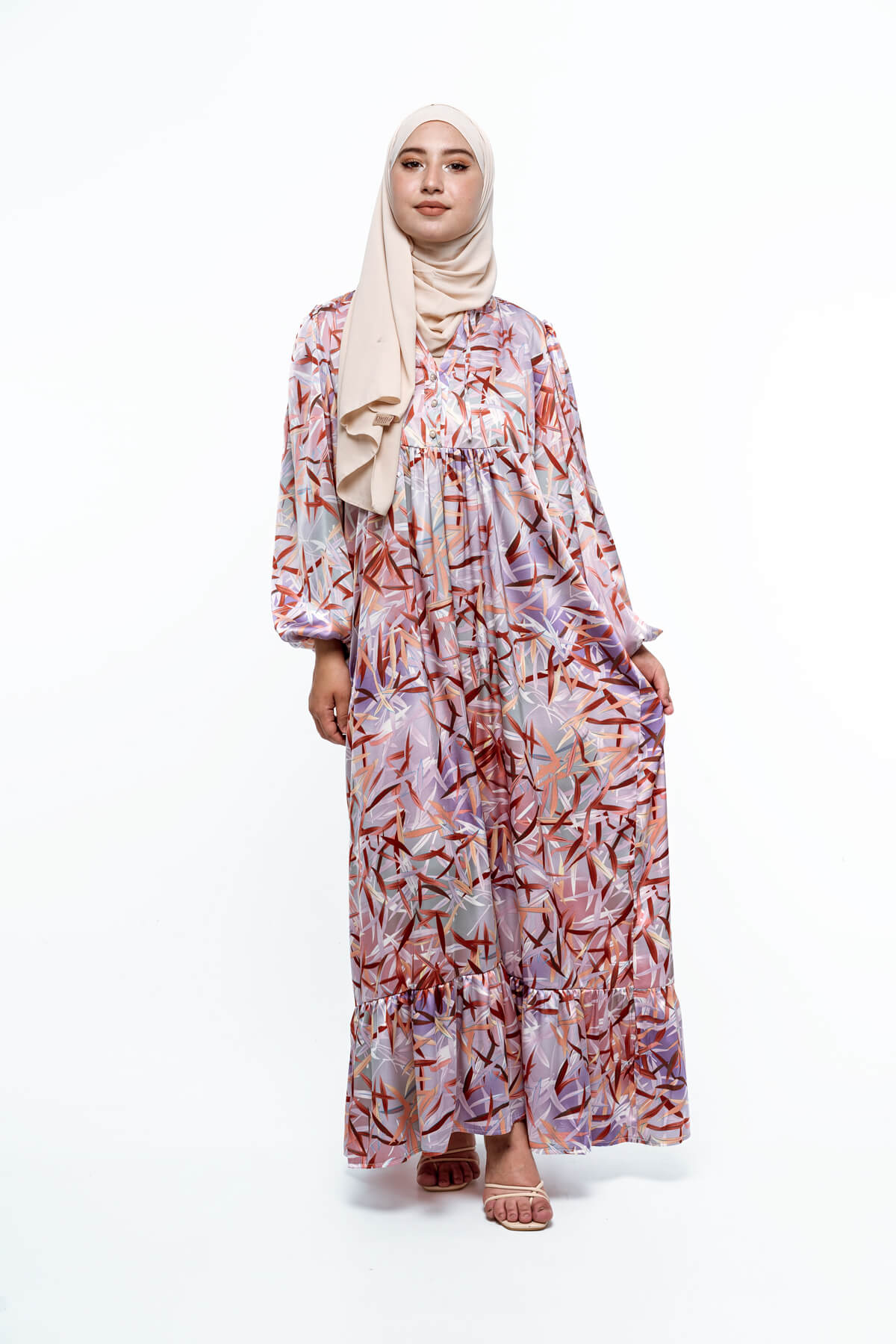 Robe longue en satin à imprimé tendance